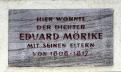 Gedenktafel am Ludwigsburger Wohnhaus der Familie Mörike